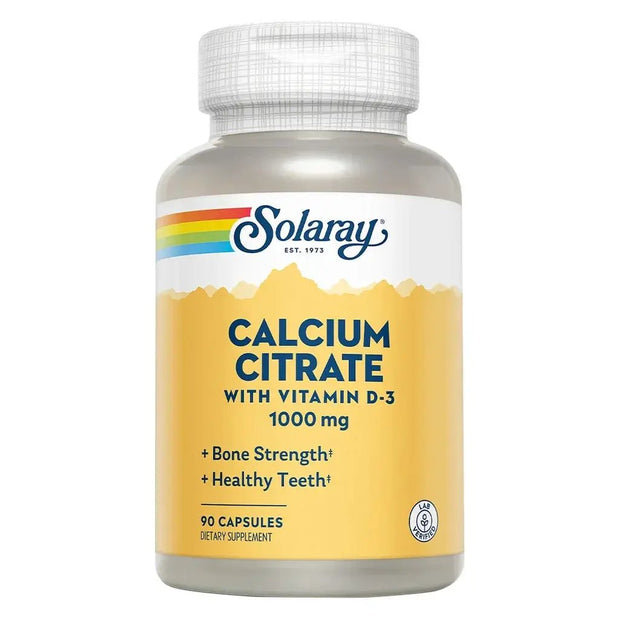 Solaray Calcium Citrate 1000mg with Vitamin D3 Capsules, 90 Capsules