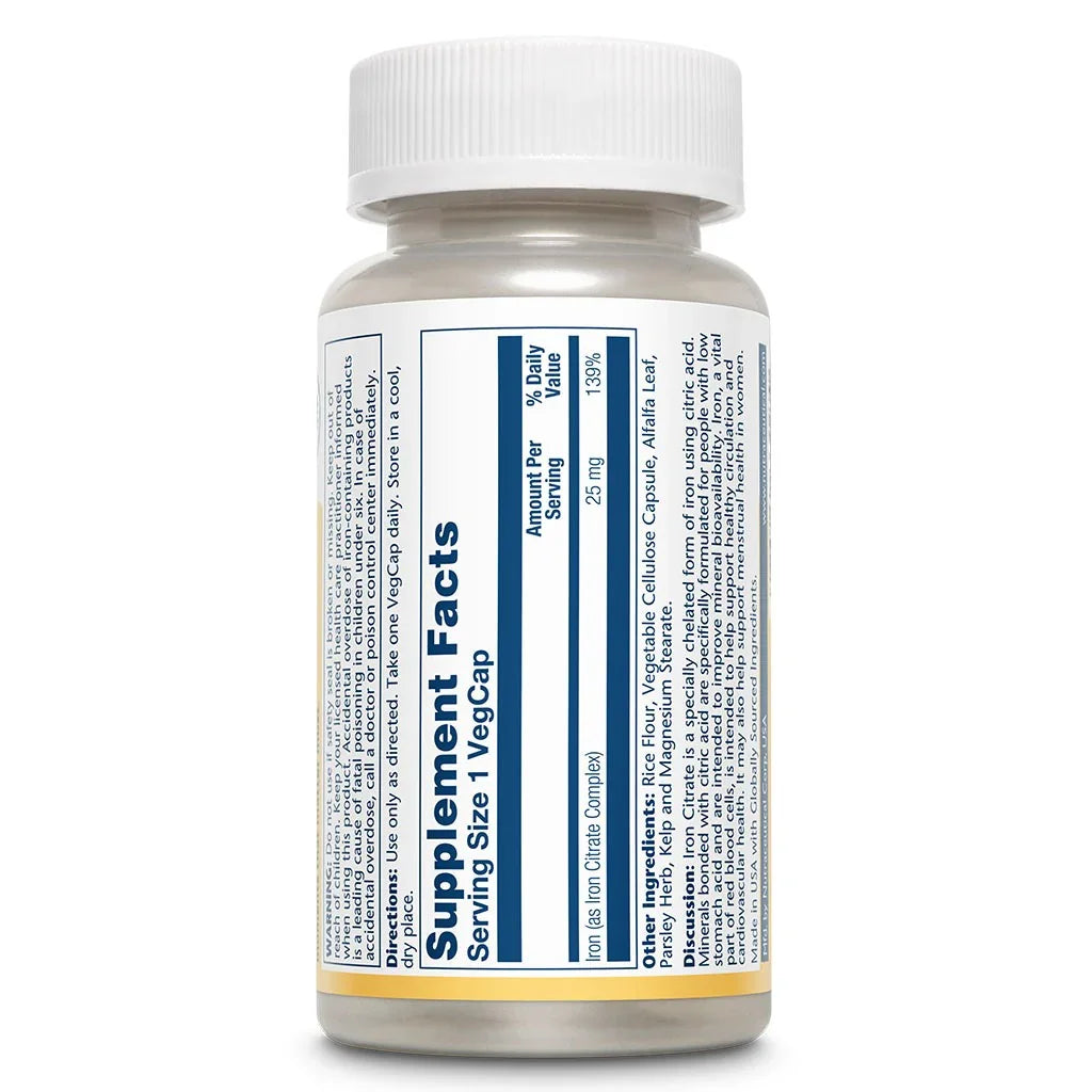 Solaray® Iron Citrate 25 mg Veg Capsules 60's - Easy Pharmacy LLC