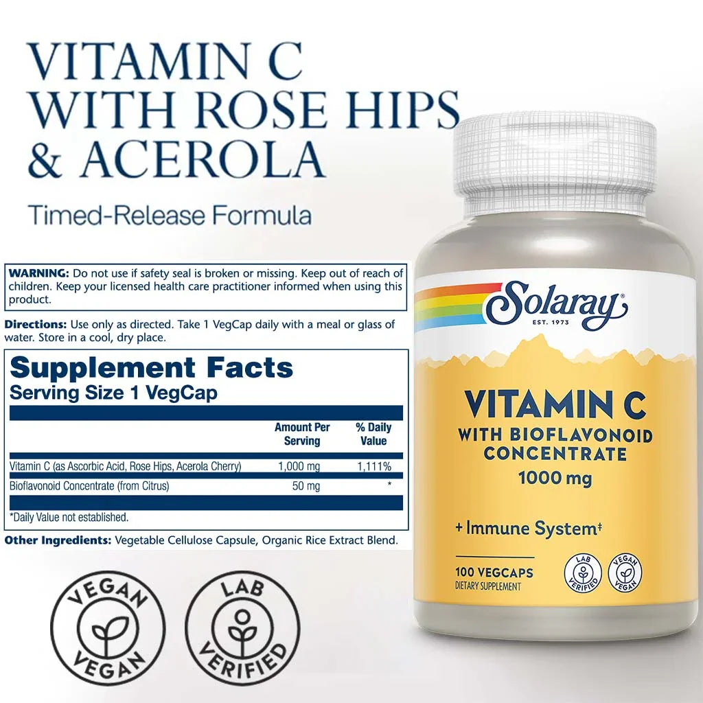 Solaray® Vitamin C With Bioflavonoid Concentrate 1000 mg Veg Capsules 100's - Easy Pharmacy LLC
