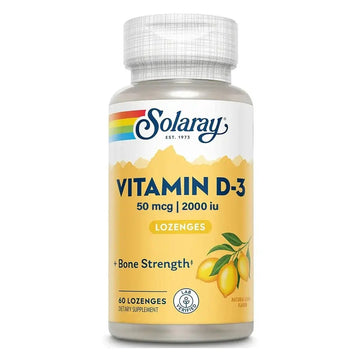 Solaray Vitamin D3 2000IU Lozenges for Bone Health, 60 Lozenges