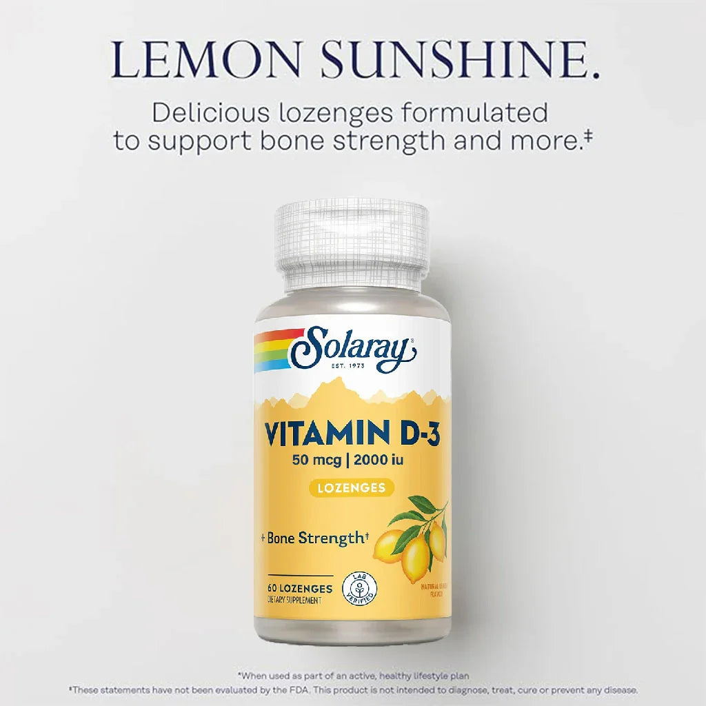 Solaray Vitamin D3 2000IU Lozenges For Bone Strength, Pack of 60's - Easy Pharmacy LLC