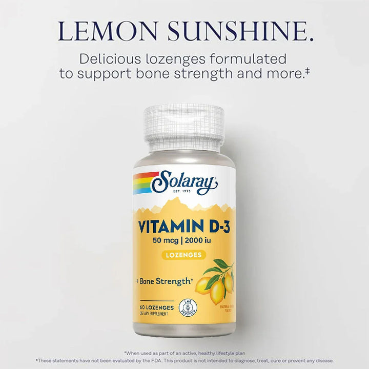 Solaray Vitamin D3 2000IU Lozenges For Bone Strength, Pack of 60's - Easy Pharmacy LLC
