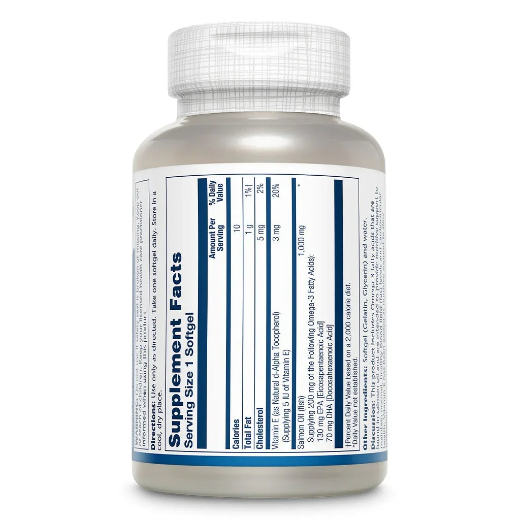 Solaray Salmon Oil 1000mg Omega 3 Fish Oil Supplement Softgels, Pack of 90's - Easy Pharmacy LLC