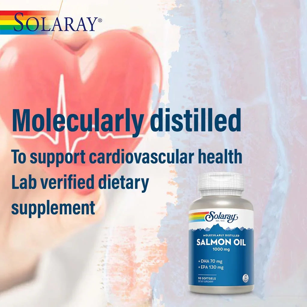 Solaray Salmon Oil 1000mg Omega 3 Fish Oil Supplement Softgels, Pack of 90's - Easy Pharmacy LLC