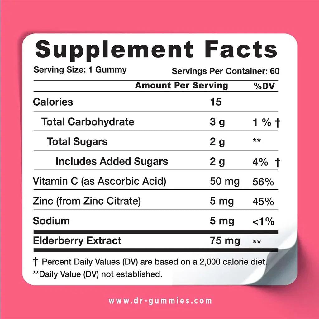 Dr. Gummies Immunity Booster Gummies With Vitamin C + Zinc & Elderberry For Kids, Pack of 60's - Easy Pharmacy LLC