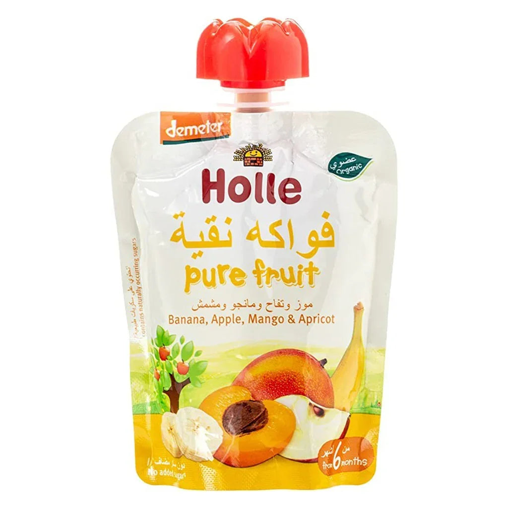 Holle Pure Fruit Banana, Apple, Mango And Apricot Puree 90 g - Easy Pharmacy LLC