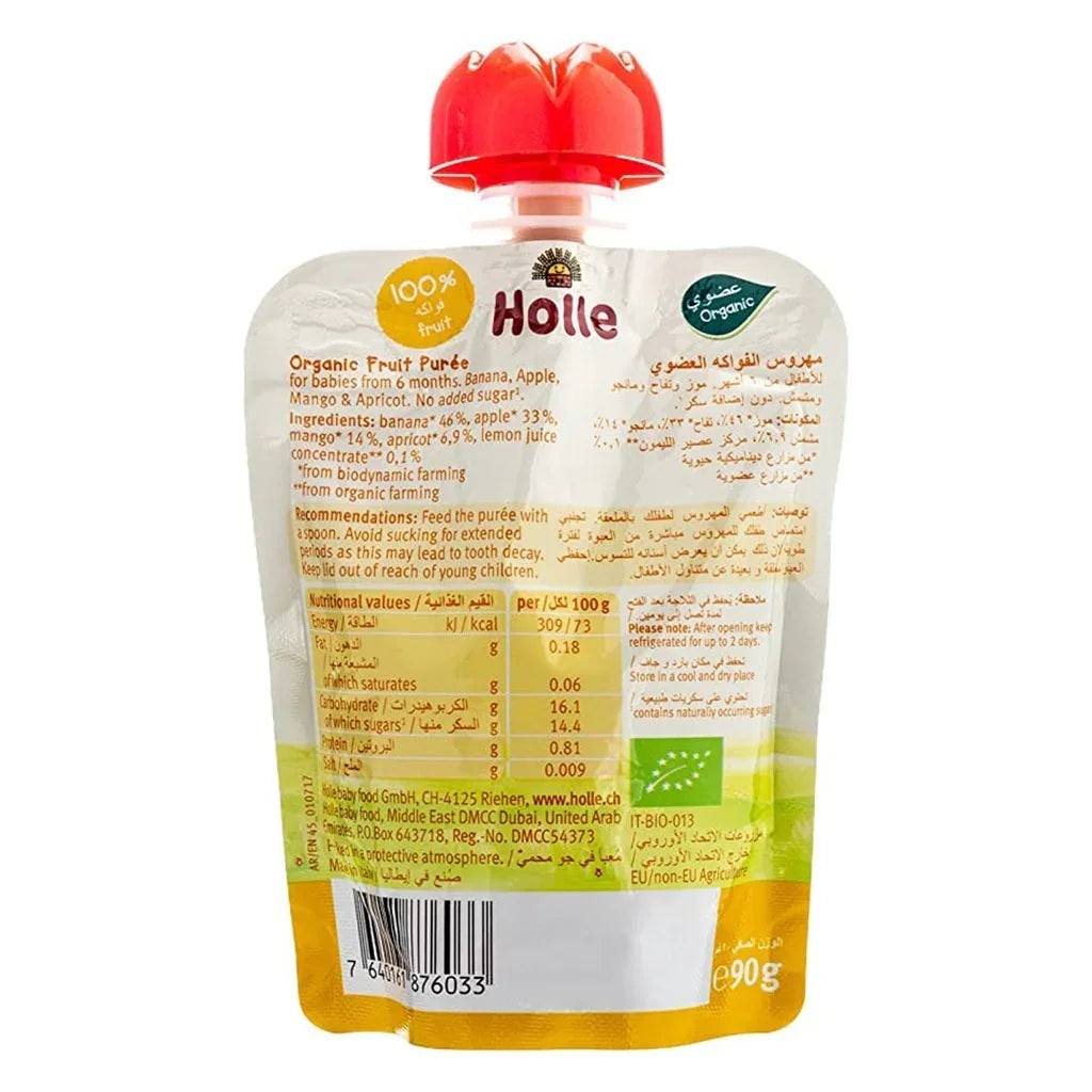 Holle Pure Fruit Banana, Apple, Mango And Apricot Puree 90 g - Easy Pharmacy LLC