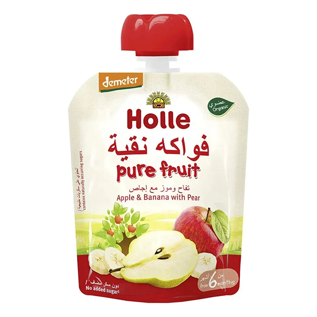 Holle Pure Fruit Apple And Banana With Pear Puree 90 g - Easy Pharmacy LLC