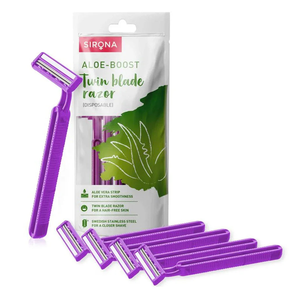 Sirona Aloe-Boost Twin Blade Disposable Hair Removal Razor For Women 5's - Easy Pharmacy LLC