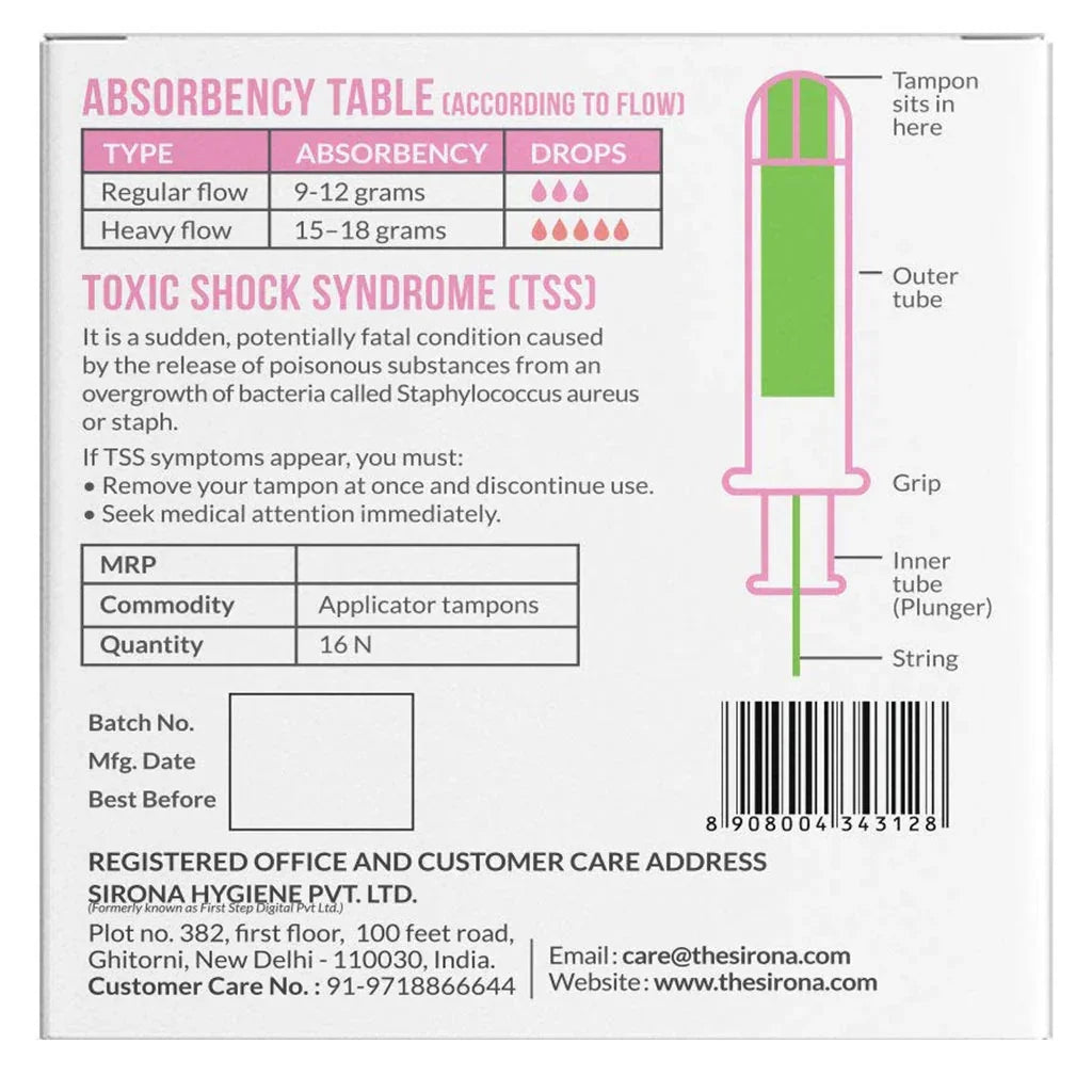 Sirona Now Periods Made Easy Premium Applicator Tampons Normal Flow 16's - Easy Pharmacy LLC