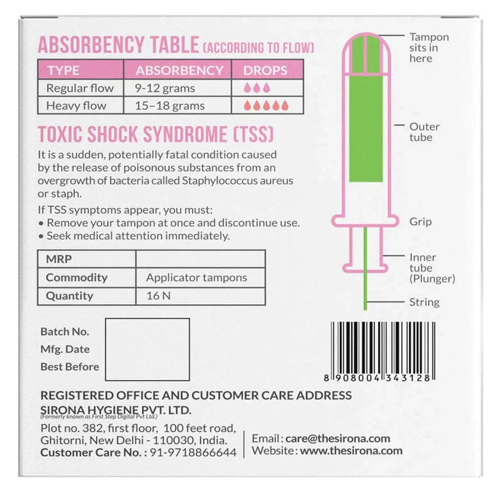 Sirona Now Periods Made Easy Premium Applicator Tampons Normal Flow 16's - Easy Pharmacy LLC