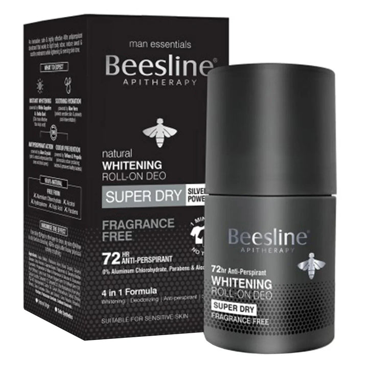 Beesline® Apitherapy Men Whitening Roll-On Deo Super Dry Fragrance Free 50 mL - Easy Pharmacy LLC