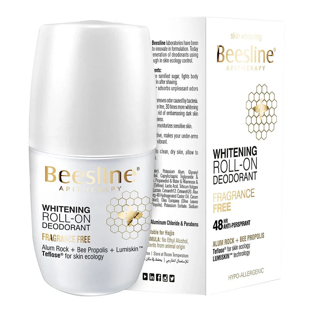 Beesline® Apitherapy Whitening Deodorant Roll-On Fragrance Free 50 mL - Easy Pharmacy LLC