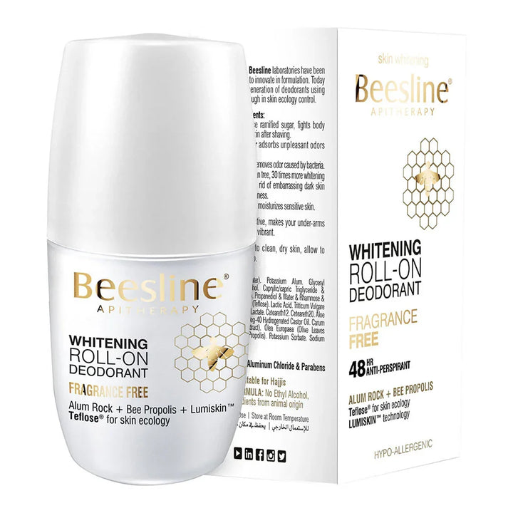 Beesline® Apitherapy Whitening Deodorant Roll-On Fragrance Free 50 mL - Easy Pharmacy LLC