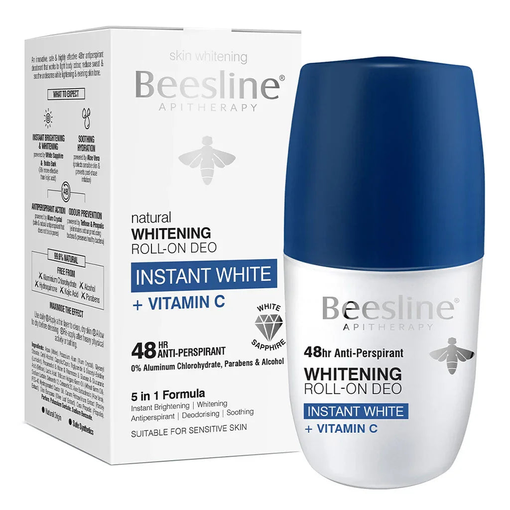 Beesline® Apitherapy Whitening Aluminium Free Deodorant Roll-On Instant White With Vitamin C 50 mL - Easy Pharmacy LLC