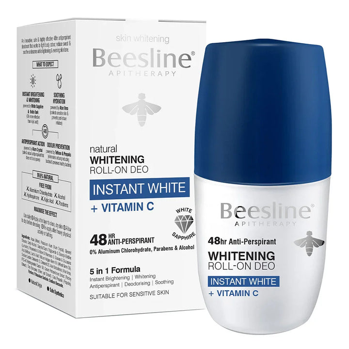 Beesline® Apitherapy Whitening Aluminium Free Deodorant Roll-On Instant White With Vitamin C 50 mL - Easy Pharmacy LLC