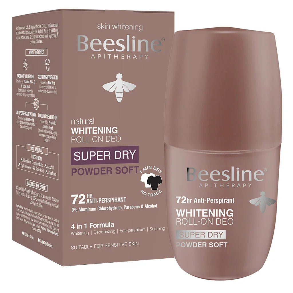 Beesline® Apitherapy Whitening Aluminium Free Deodorant Roll-On Super Dry Powder Soft 50 mL - Easy Pharmacy LLC