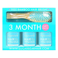 SugarBear Hair Vitamins Vegan Gummies 3-Month Gift Pack with Bamboo Hair Brush, 60 Gummies
