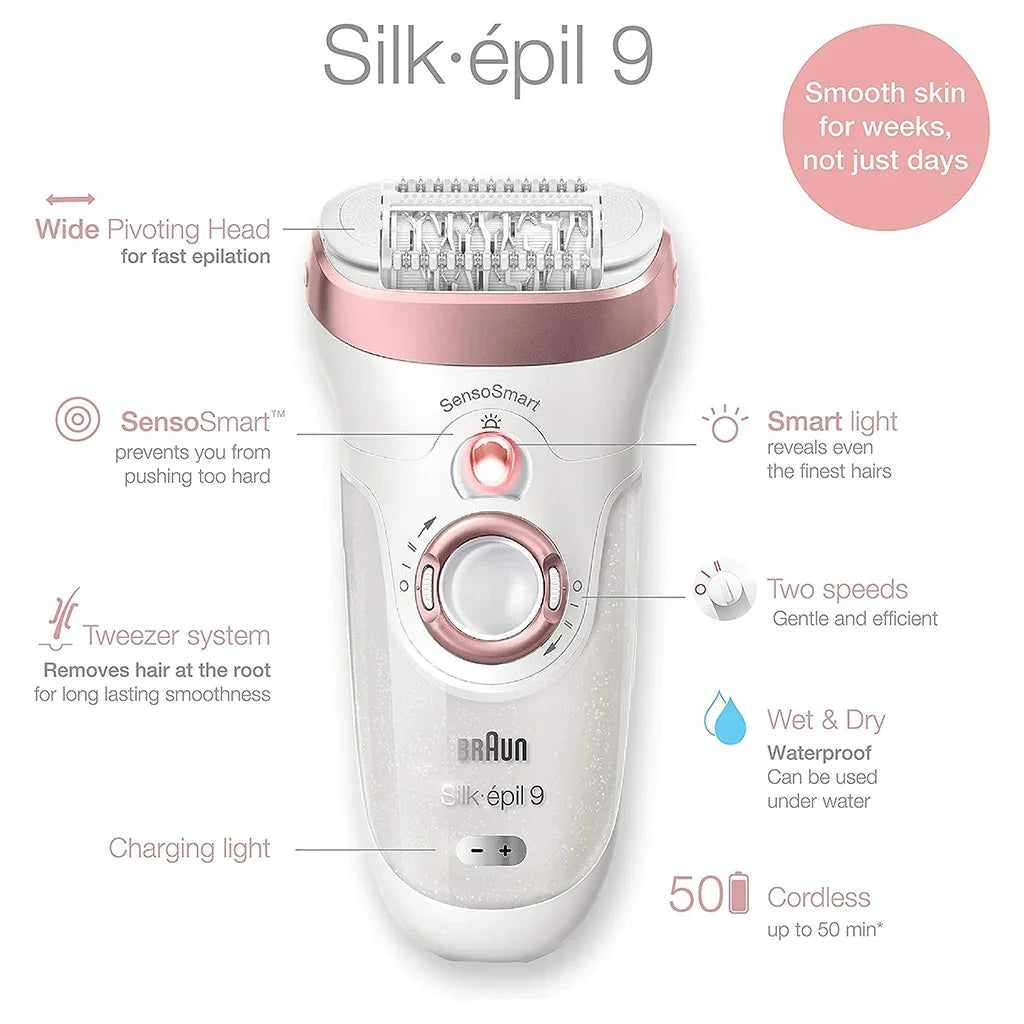Braun Silk Epil 9 Wet & Dry Epilator SE9538 - Easy Pharmacy LLC