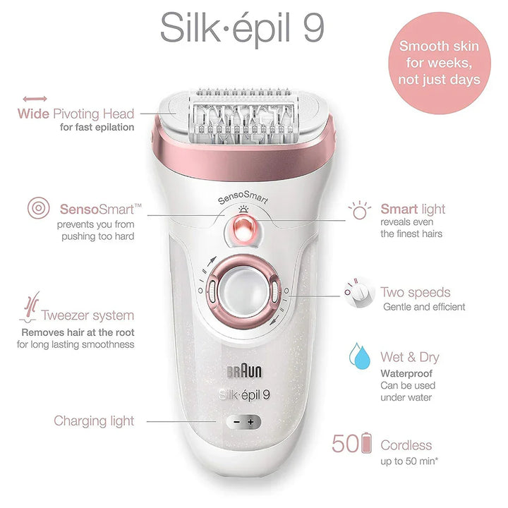 Braun Silk Epil 9 Wet & Dry Epilator SE9538 - Easy Pharmacy LLC
