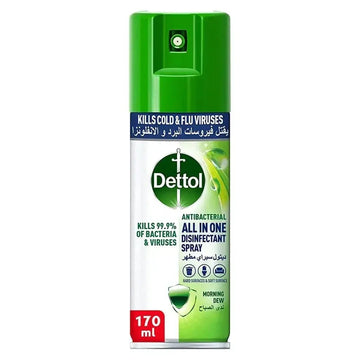Dettol All-in-1 Antibacterial Disinfectant Spray, Morning Dew, 170ml