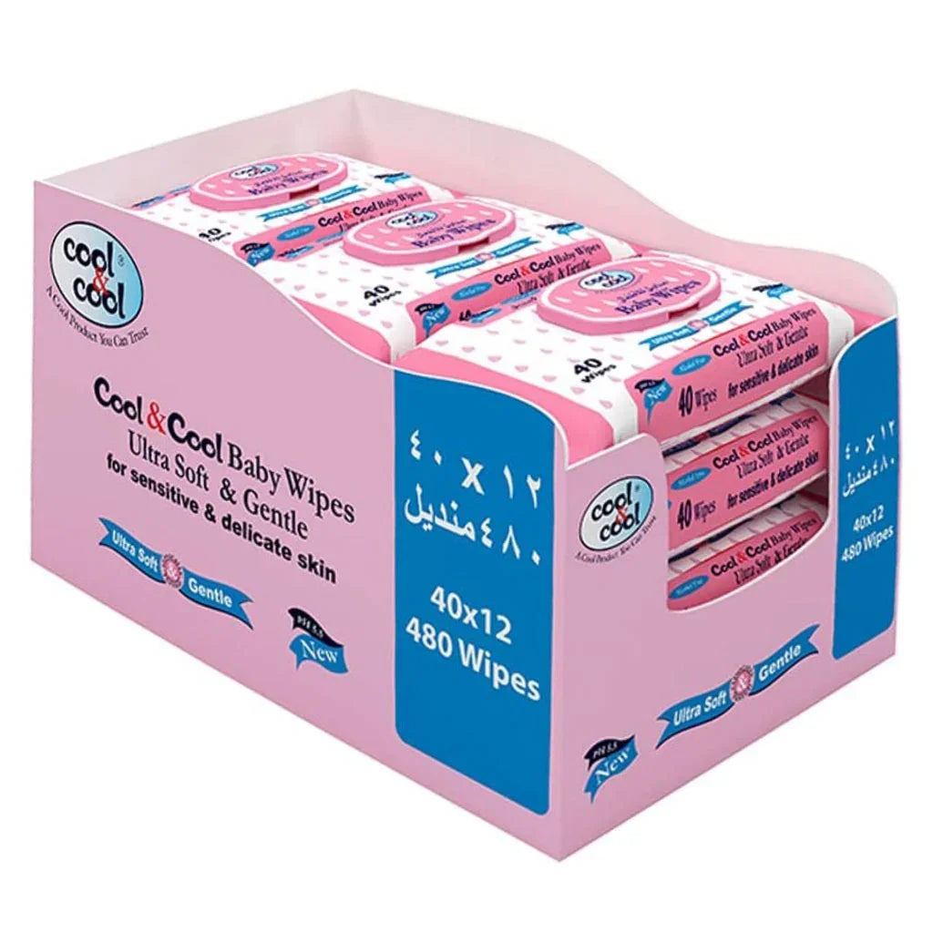 Cool & Cool Baby Wipes 40's Pack of 12's - Easy Pharmacy LLC