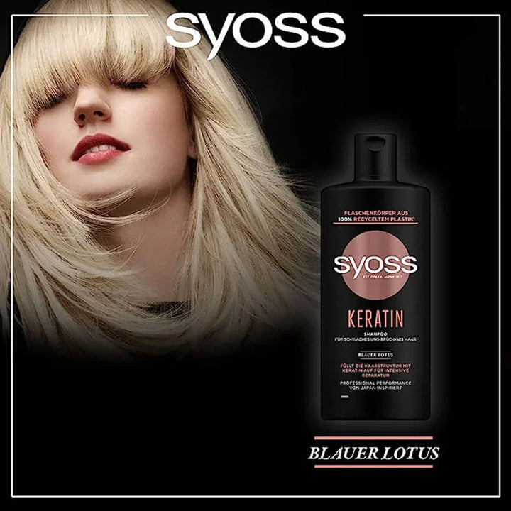 Syoss Keratin Intensive Repair Shampoo For Easily Breaking Hair 500ml - Easy Pharmacy LLC