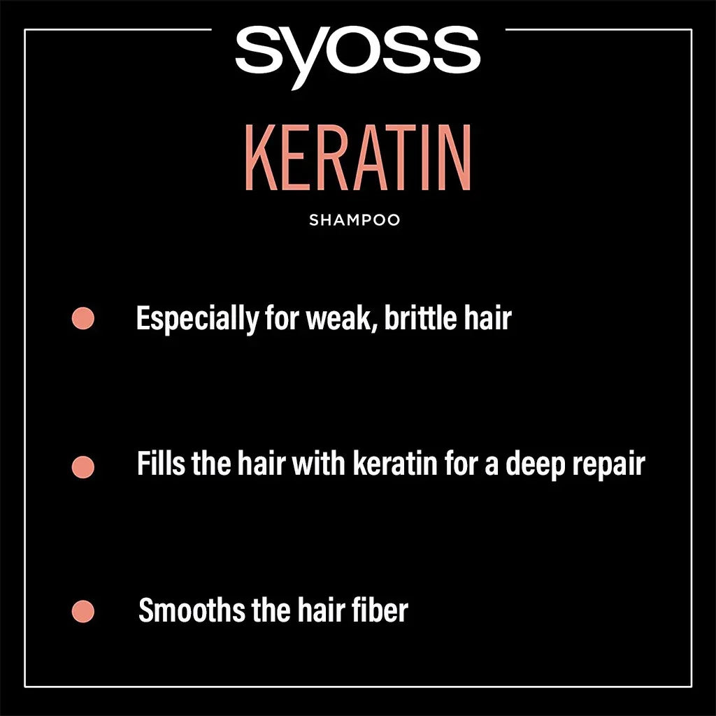 Syoss Keratin Intensive Repair Shampoo For Easily Breaking Hair 500ml - Easy Pharmacy LLC