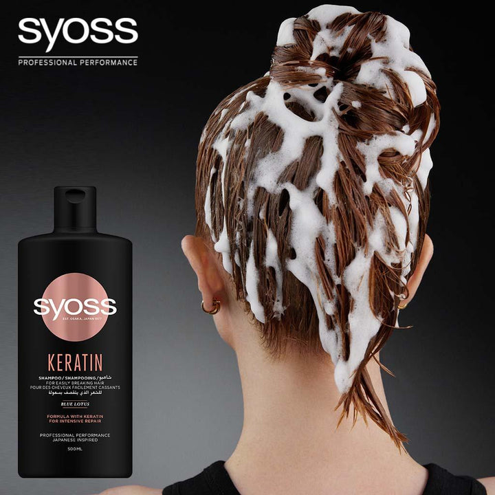 Syoss Keratin Intensive Repair Shampoo For Easily Breaking Hair 500ml - Easy Pharmacy LLC