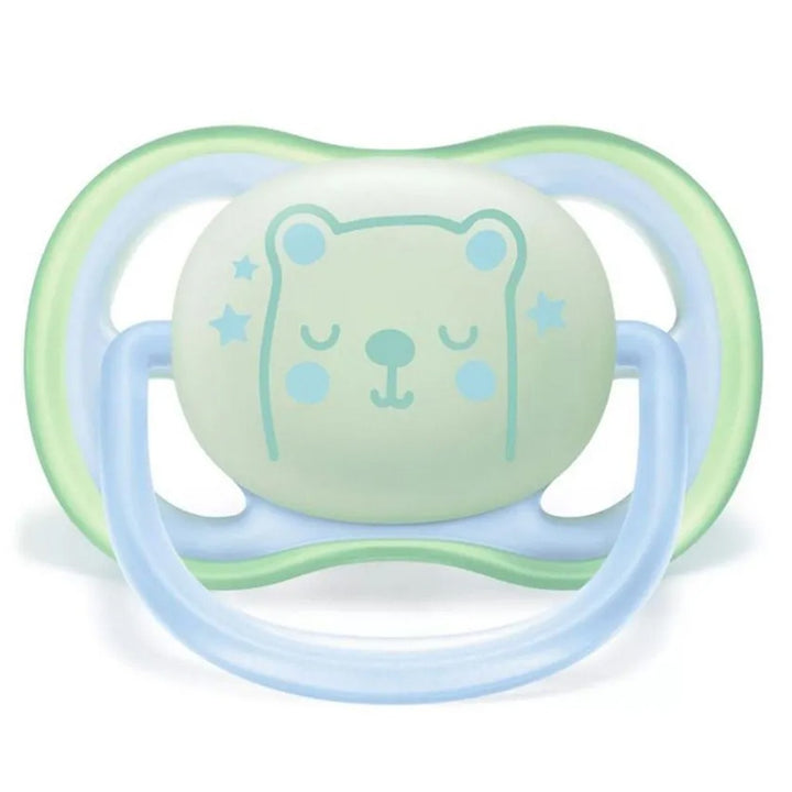 Philips Avent Ultra Air Silicone Soother Night Time For 6-18 Months Baby Boy, Pack of 2's - Easy Pharmacy LLC