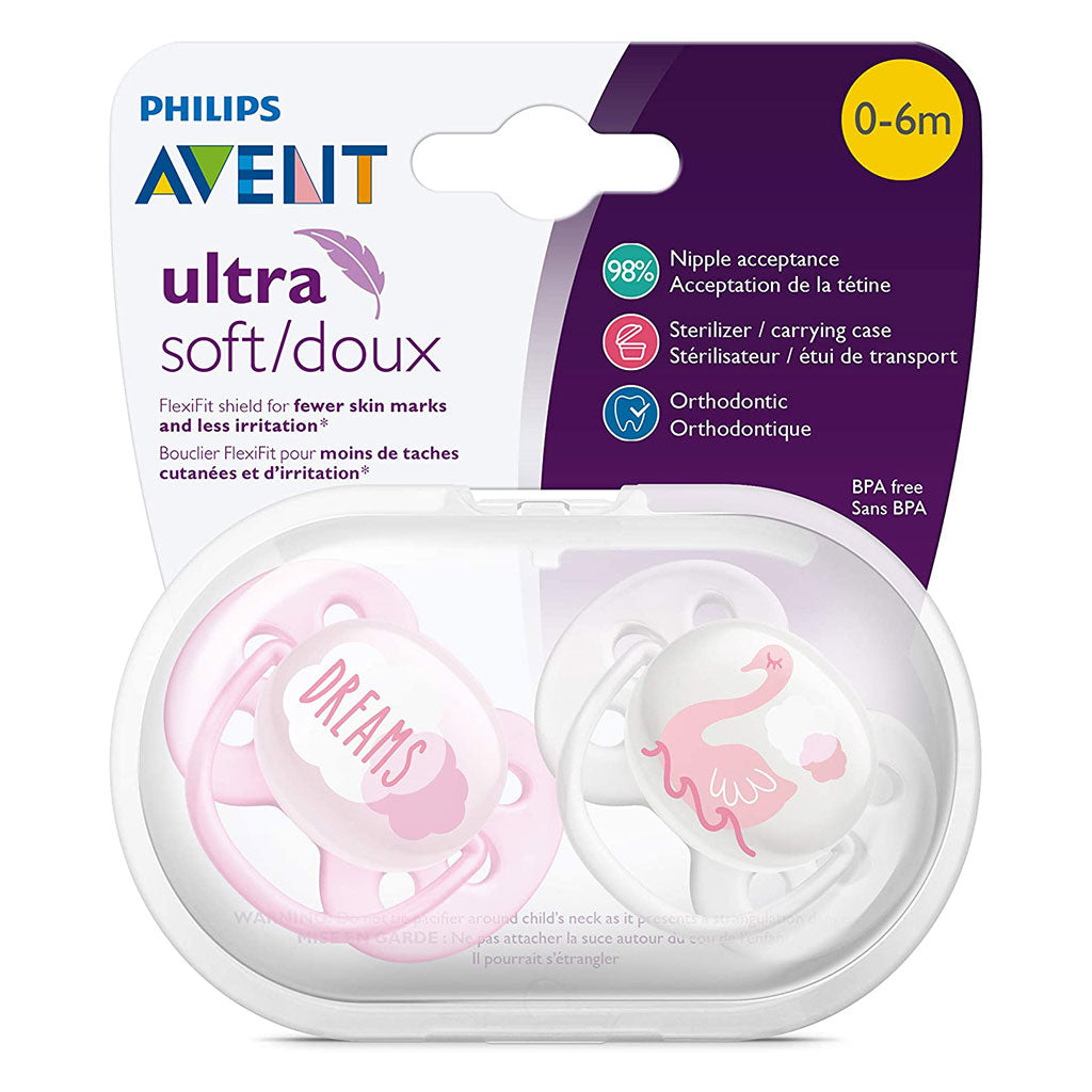 Philips Avent Ultra Soft Soother Mix Deco For 0-6 Months Baby Girl, Pack of 2's - Easy Pharmacy LLC
