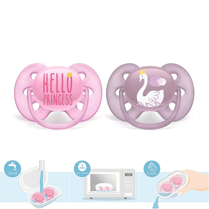 Philips Avent Ultra Soft Soother Deco For 6-18 Months Baby Girl, Pack of 2's - Easy Pharmacy LLC