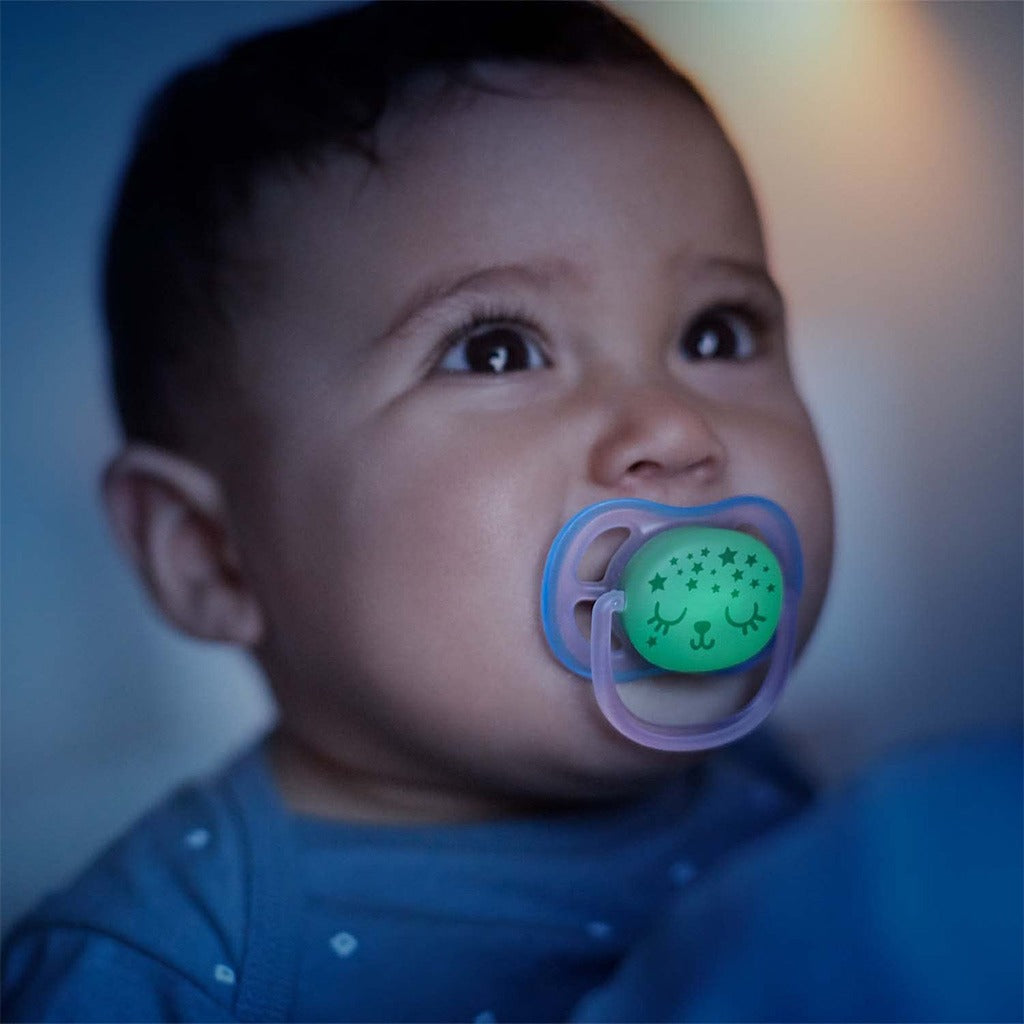 Philips Avent Ultra Air Silicone Soother Night Time For 0-6 Months Baby Girl, Pack of 2's - Easy Pharmacy LLC