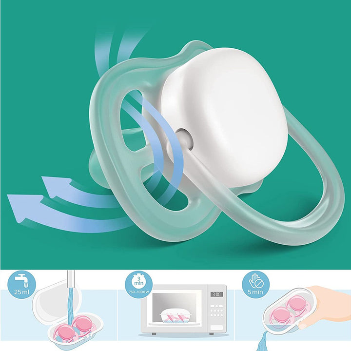 Philips Avent Ultra Air Freeflow Silicone Soother Deco For 0-6 Months Baby, Pack of 2's - Easy Pharmacy LLC