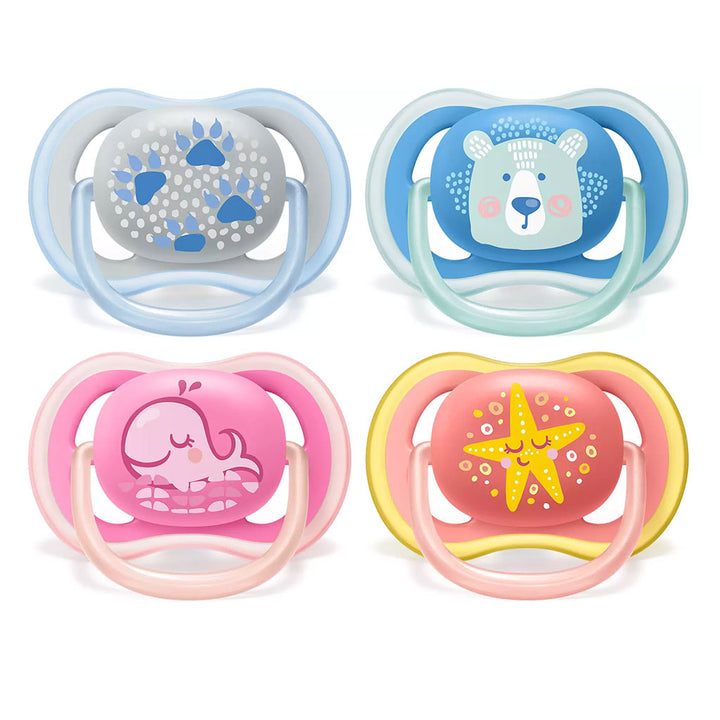 Philips Avent Ultra Air Silicone Freeflow Soother For Babies 6-18 Months Deco SCF085/06, Pack of 2's - Assorted - Easy Pharmacy LLC