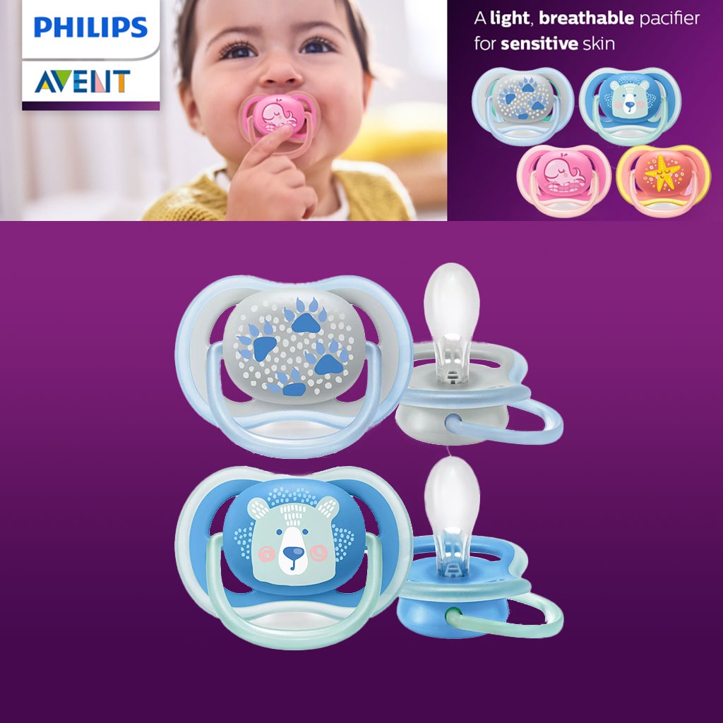Philips Avent Ultra Air Silicone Freeflow Soother For Babies 6-18 Months Deco SCF085/06, Pack of 2's - Assorted - Easy Pharmacy LLC