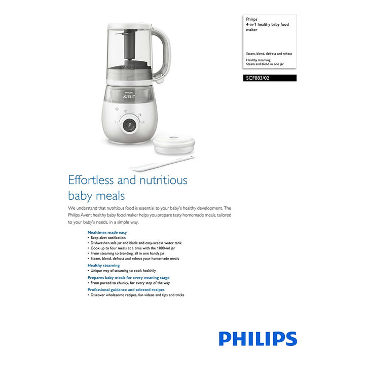 Philips Avent Combined 4-In-1 Steamer And Blender - SCF883/02 - Easy Pharmacy LLC