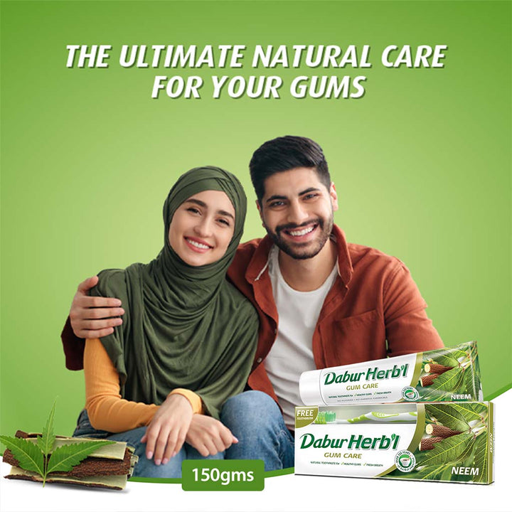 Dabur Herbal Neem Gum Care Toothpaste 150 g + Toothbrush PROMO PACK - Easy Pharmacy LLC