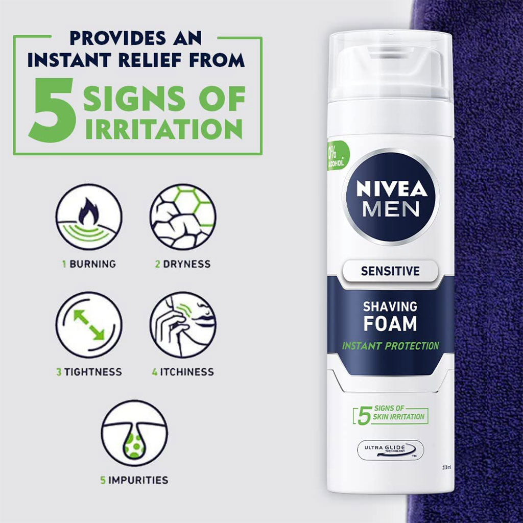 Nivea Men Sensitive Shaving Foam 200 mL - Easy Pharmacy LLC