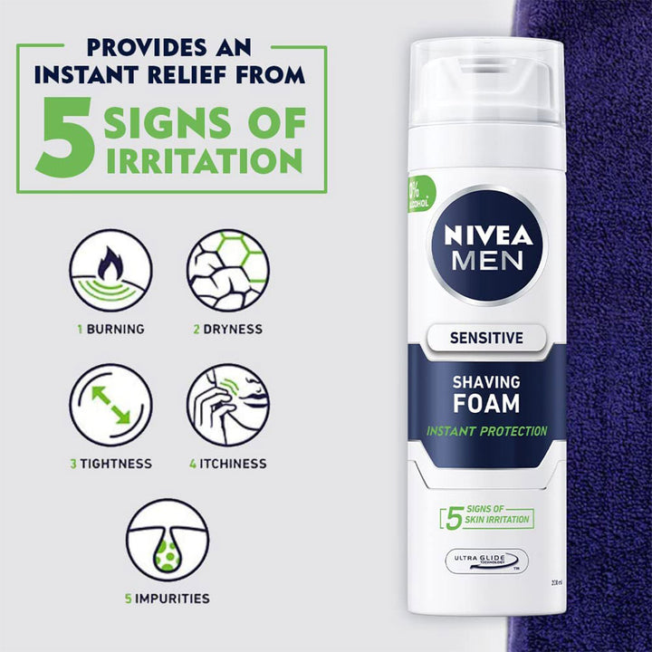 Nivea Men Sensitive Shaving Foam 200 mL - Easy Pharmacy LLC