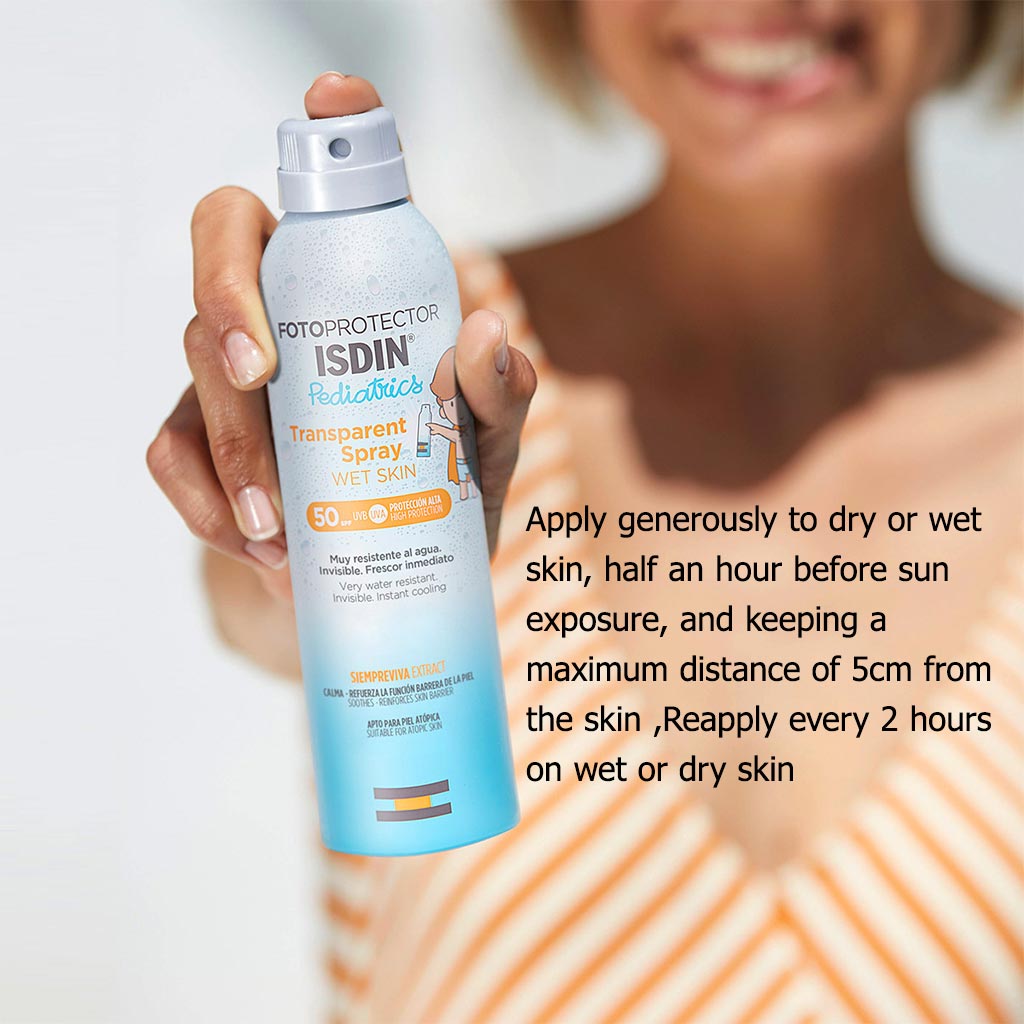 Isdin Pediatrics Fotoprotector Wet Skin Transparent Spray With SPF50+ 250ml - Easy Pharmacy LLC