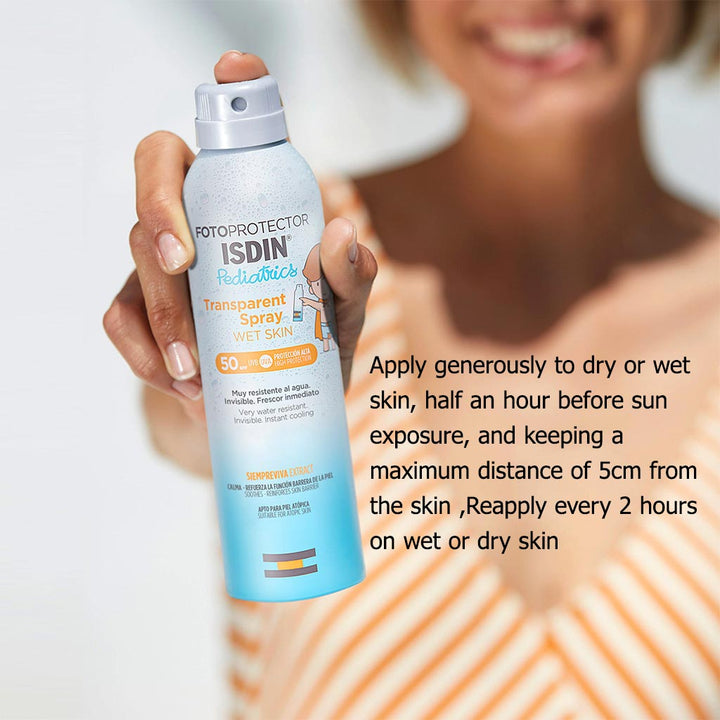 Isdin Pediatrics Fotoprotector Wet Skin Transparent Spray With SPF50+ 250ml - Easy Pharmacy LLC