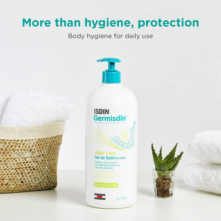 Isdin Germisdin Aloe Vera Soap-Free Bath Gel For Dry Skin 250ml + Original Soap-Free Bath Gel For Normal Skin 250ml PROMO PACK - Easy Pharmacy LLC