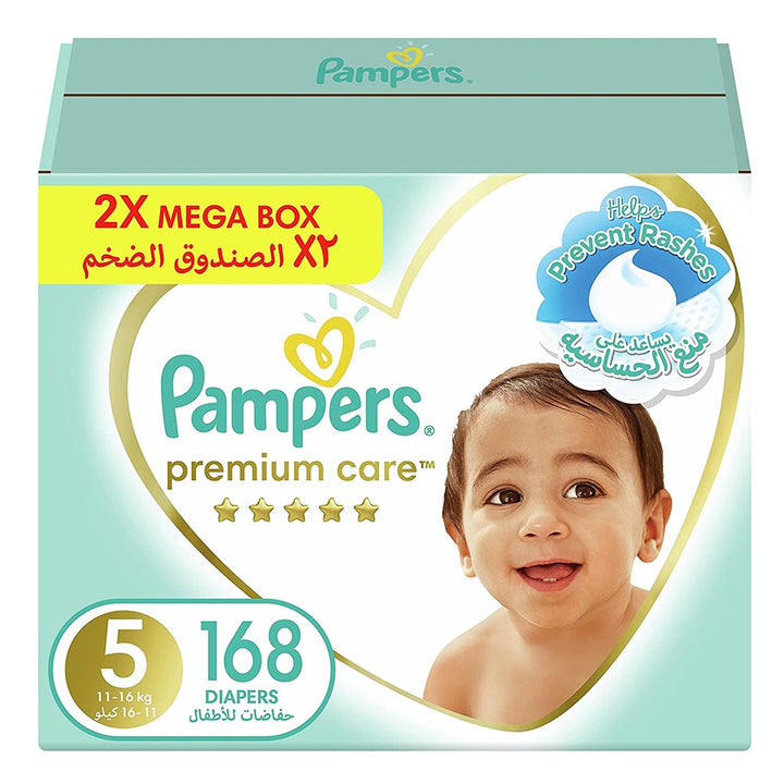 Pampers Premium Care Baby Diapers, Size 5, 11-16Kg, Pack of 168's - Easy Pharmacy LLC