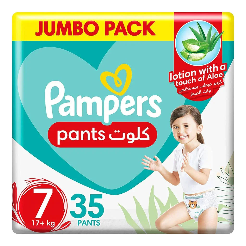 Pampers Baby-Dry Baby Diaper Pants With Aloe Vera, Size 7, 17+Kg, Pack of 35's - Easy Pharmacy LLC