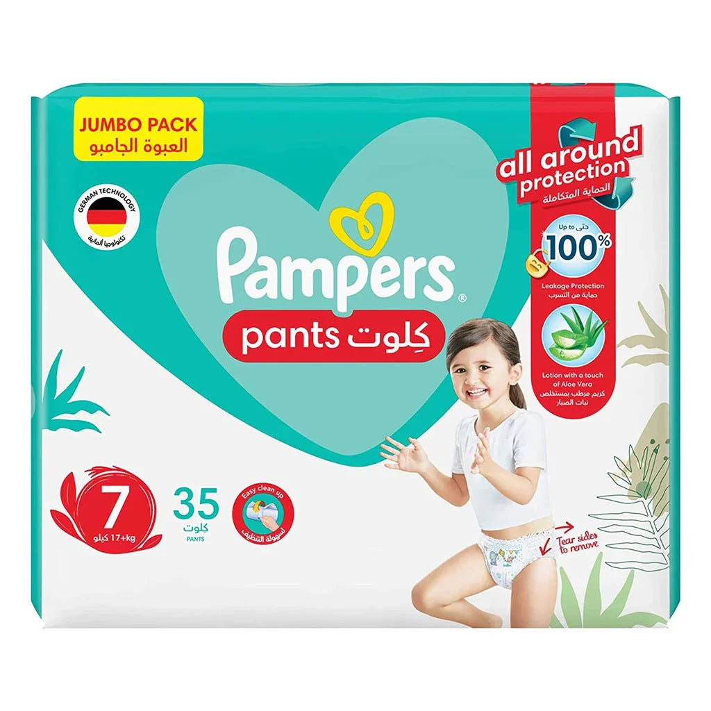 Pampers Baby-Dry Baby Diaper Pants With Aloe Vera, Size 7, 17+Kg, Pack of 35's - Easy Pharmacy LLC