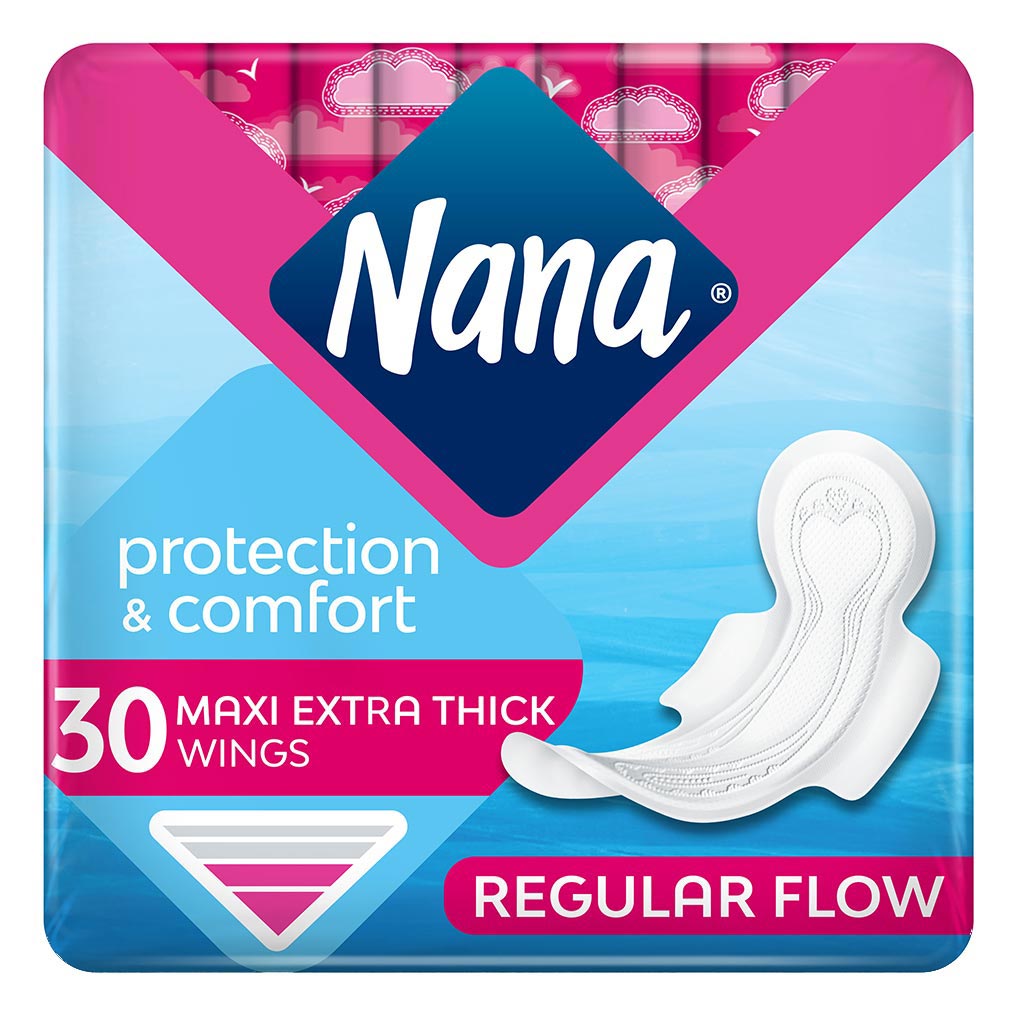 Nana Maxi Extra Thick Sanitary Pad With Wings For Regular Flow 30's - Easy Pharmacy LLC
