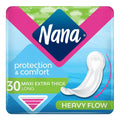 Nana Maxi Extra Thick Long Sanitary Pads with Wings for Heavy Flow, 30 Pads