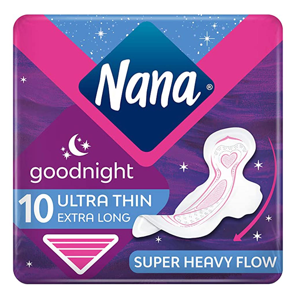 Nana Goodnight Ultra Thin Extra Long Sanitary Pads with Wings For Super Heavy Flow 10's - Easy Pharmacy LLC