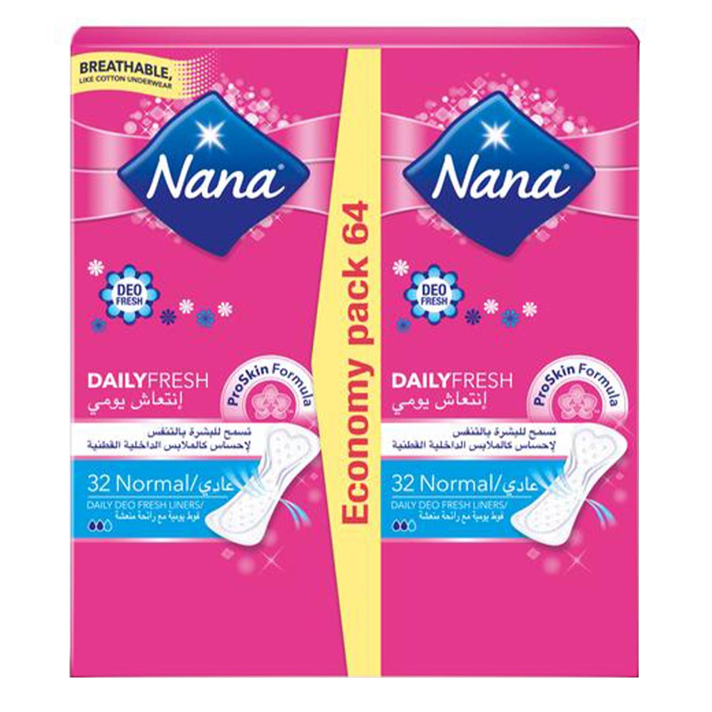 Nana Daily Fresh Duo Normal Pantyliners 64's - Easy Pharmacy LLC